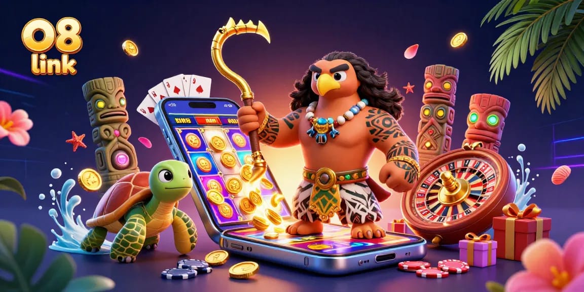 Experience thrilling gameplay with O8 link, showcasing vibrant slots and casino elements.