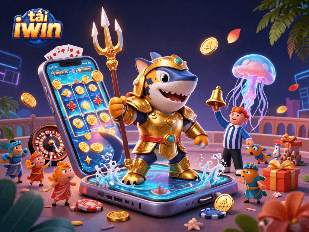 Spin to victory with tải iwin in a vibrant casino underwater scene filled with action!