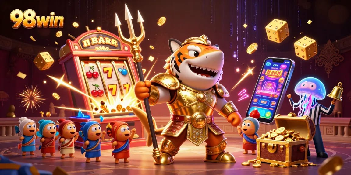 Spin the reels with 98win as the tiger shark champion rules the underwater game arena.