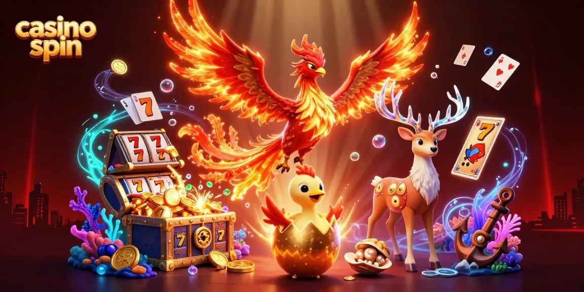 casino spin engaging players with vibrant elements and fiery characters in a lively gambling atmosphere.