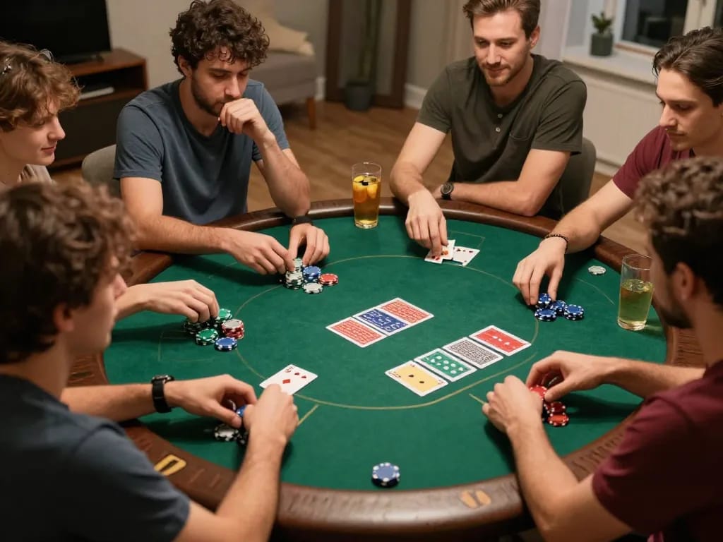 MMLive players enjoying a competitive poker night with colorful chips and engaging gameplay.