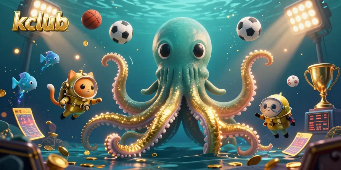 Experience thrilling gameplay at kclub featuring a colossal kraken and a diving cat amidst vibrant casino action.