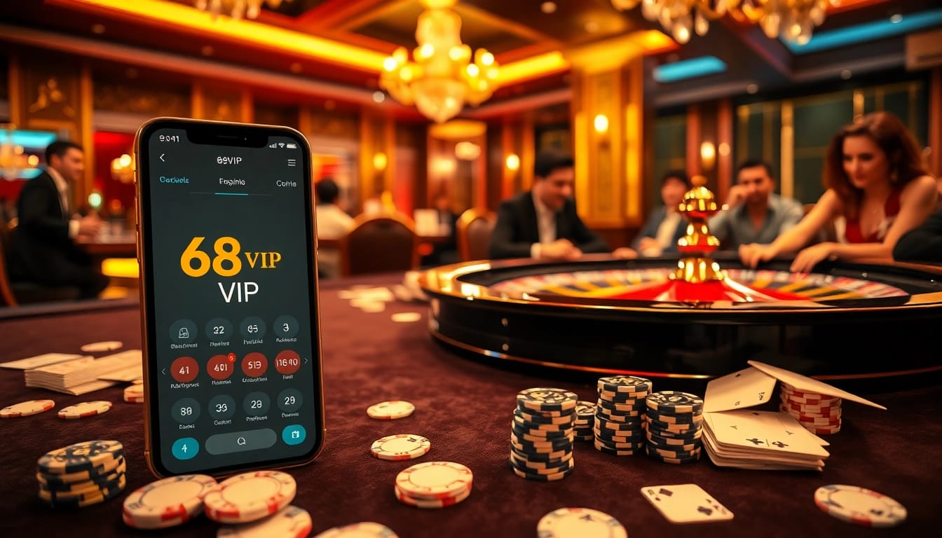 Tải App Nhà Cái 68VIP for an enhanced gambling experience at an elegant casino.