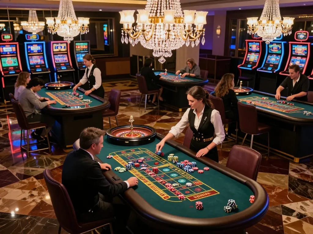 CM88 jumps in excitement at a winning spin on roulette with vibrant casino ambiance.