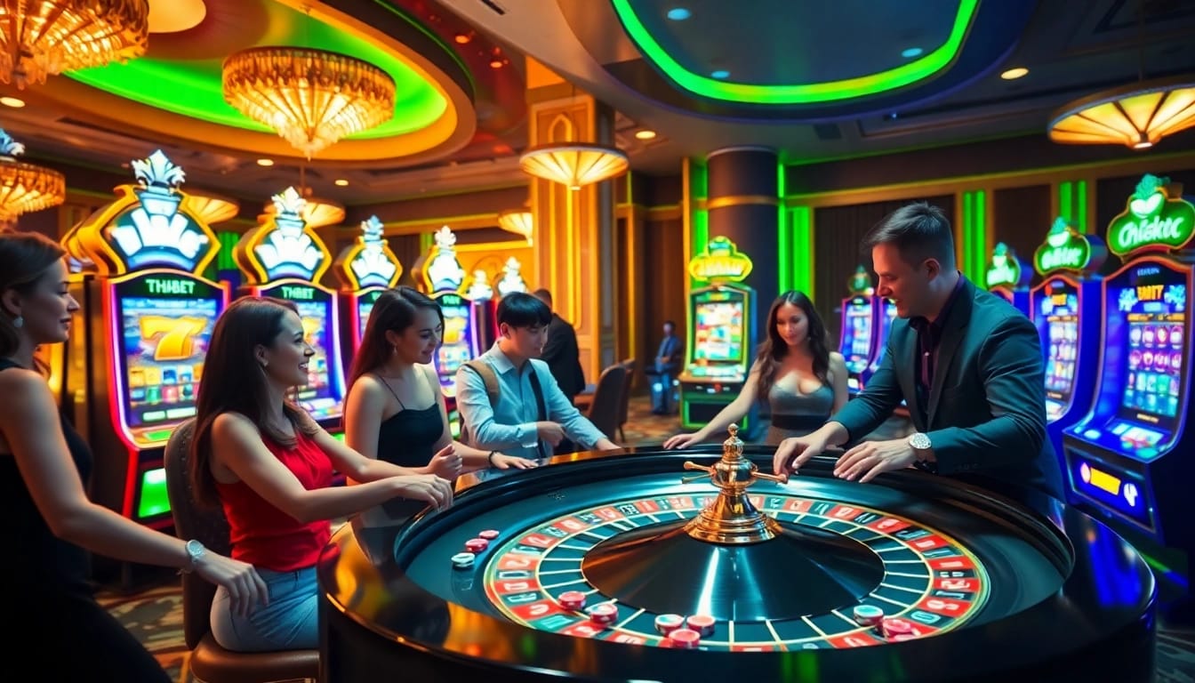 Gambler celebrating a win at THABET casino, surrounded by colorful chips and a lively atmosphere.