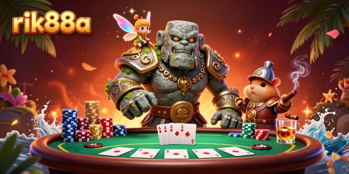Experience poker action with rik88a's fantasy characters creating an immersive casino scene.