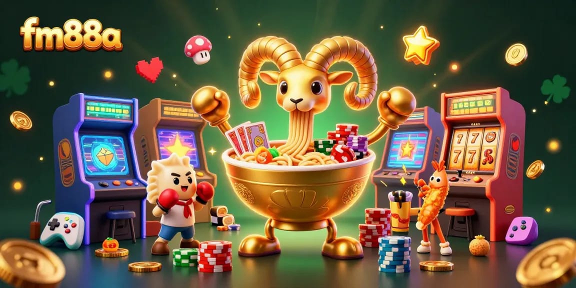 Engage with thrill and fortune at fm88a, featuring vibrant characters in a colorful casino scene.
