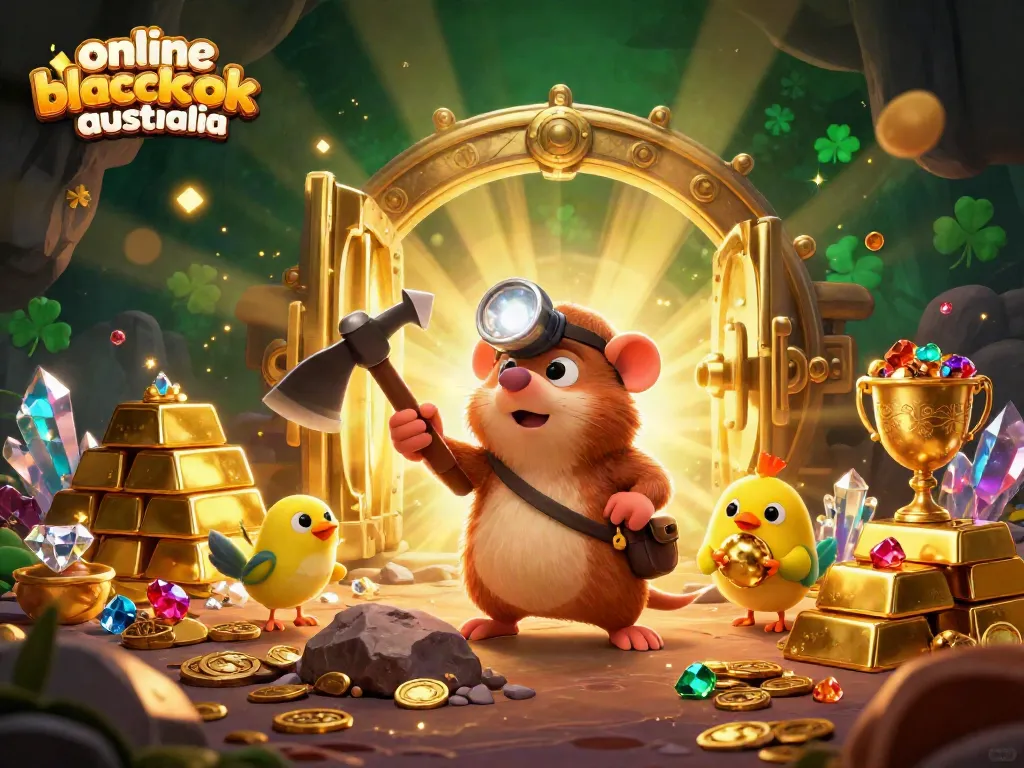 Engage in online blackjack Australia with an adventurous mole and canary surrounded by treasures.