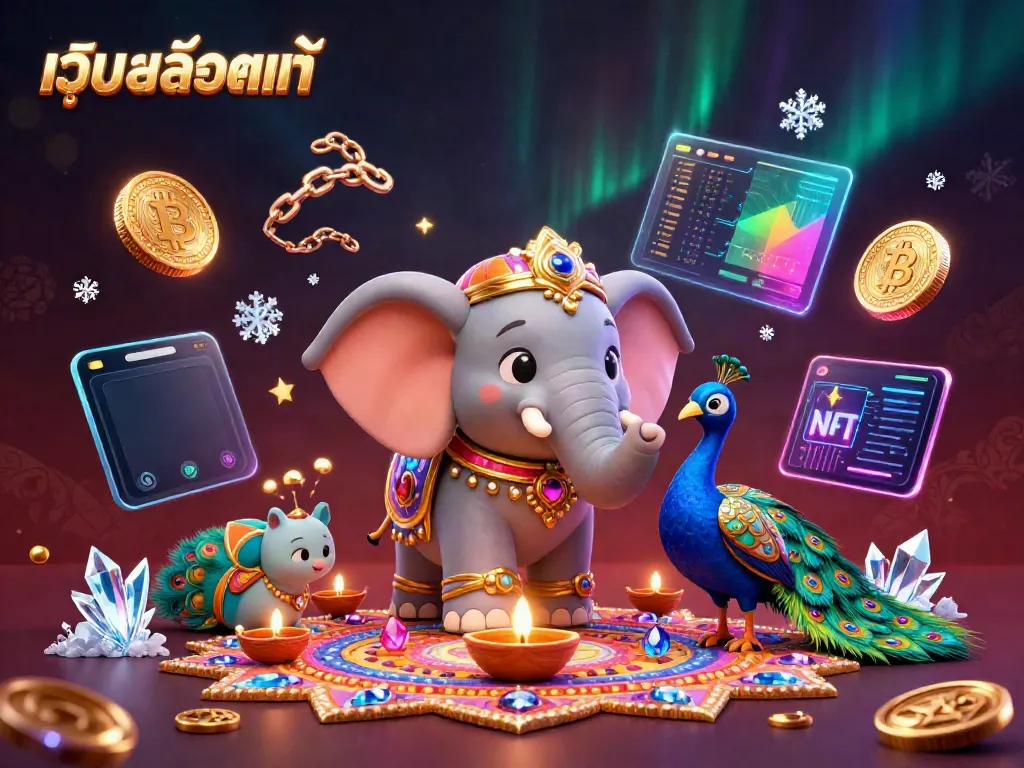 Engage with เว็บสล็อตแท้ through this vibrant 3D illustration featuring rich casino elements and colorful characters.