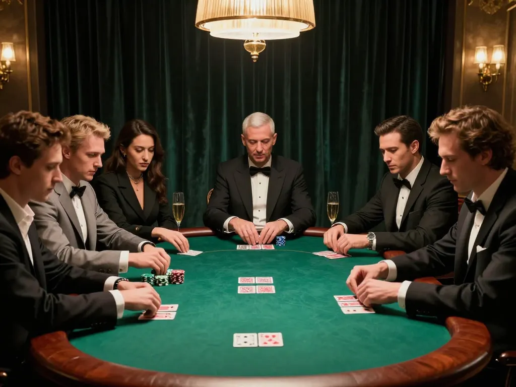 Players strategizing their moves in high-stakes poker at LV 88's upscale table