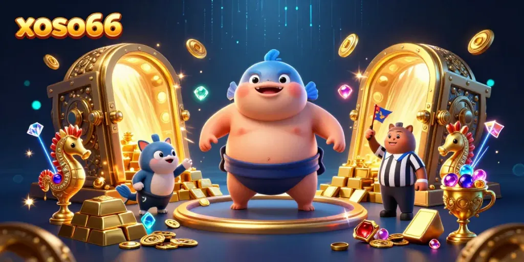 Engage with xoso66's vibrant underwater casino world, featuring colorful characters and rich treasures.