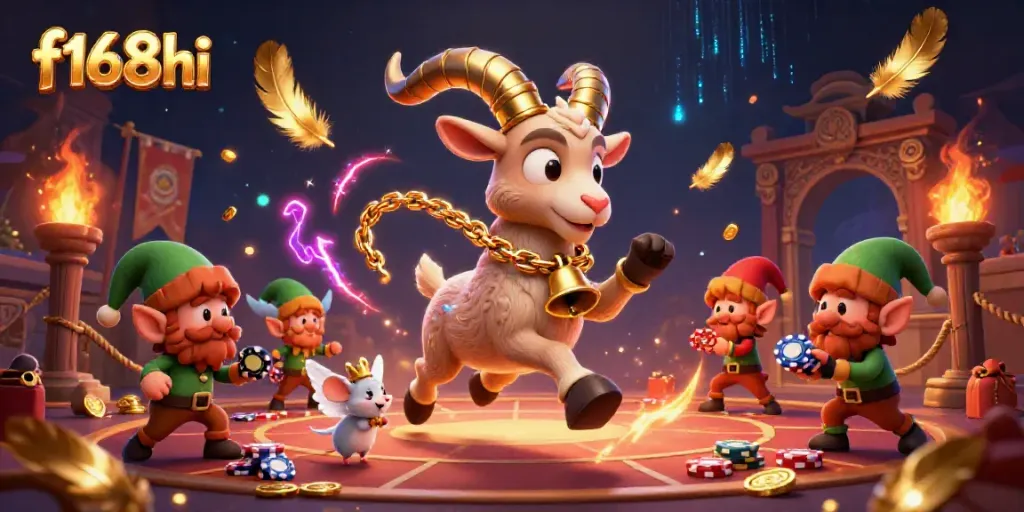 Experience thrilling moments with f168hi as mischievous gremlins steal poker chips in a festive digital casino.