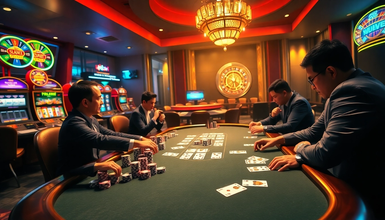 Experience the excitement at Trang chủ Debet with a vibrant casino poker game atmosphere.