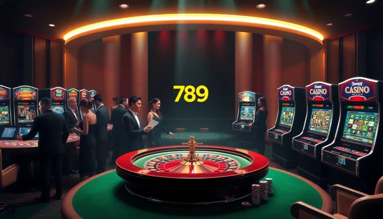 Dynamic gaming experience at 789pcenter.it.com with vibrant slot machines and roulette tables.