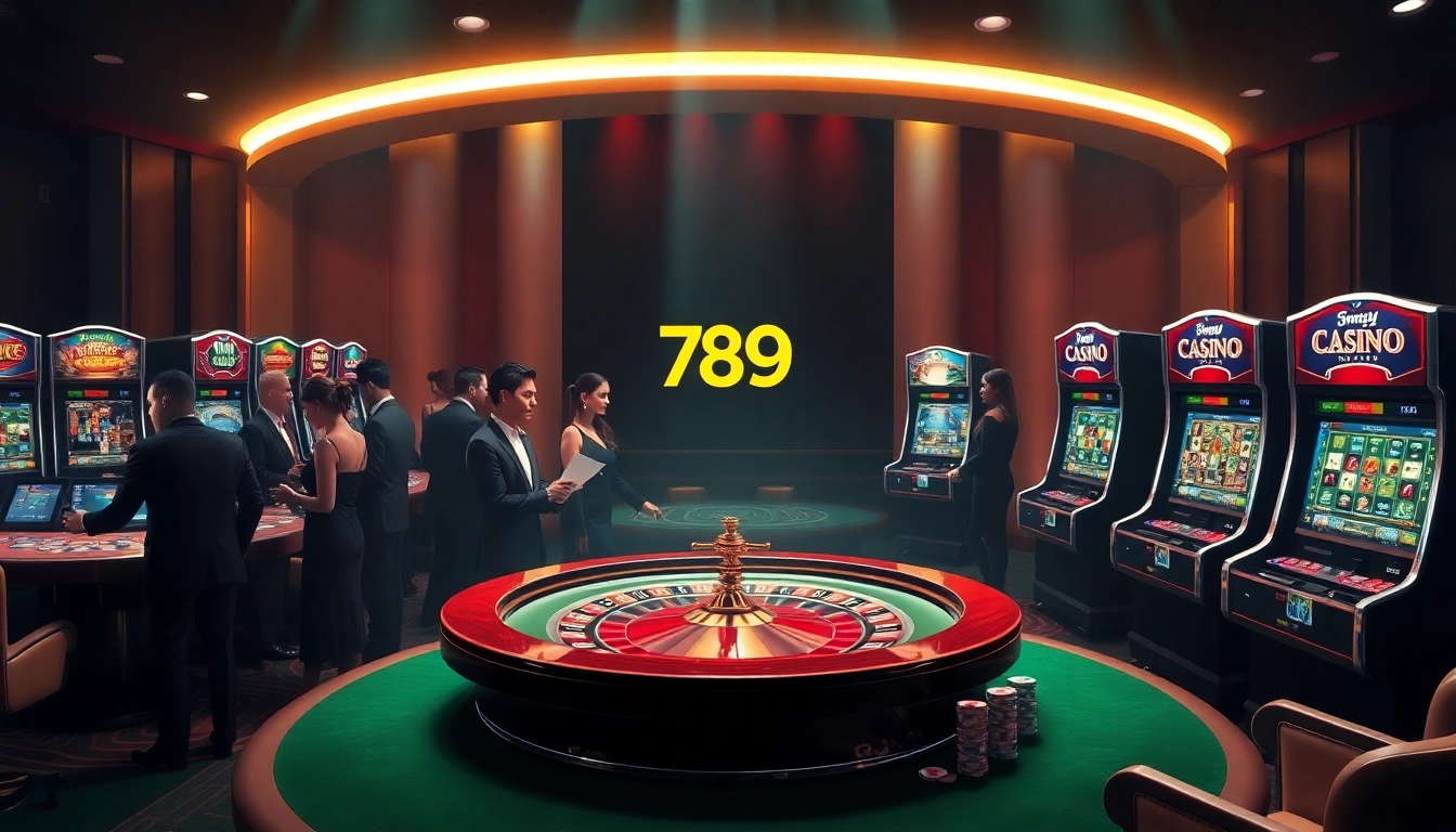 Dynamic gaming experience at 789pcenter.it.com with vibrant slot machines and roulette tables.