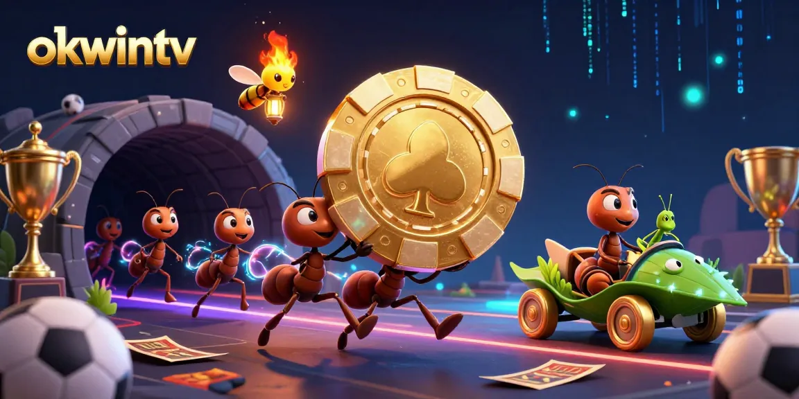 Experience the excitement of sports betting with OKWINTV as ants heist a giant poker chip!
