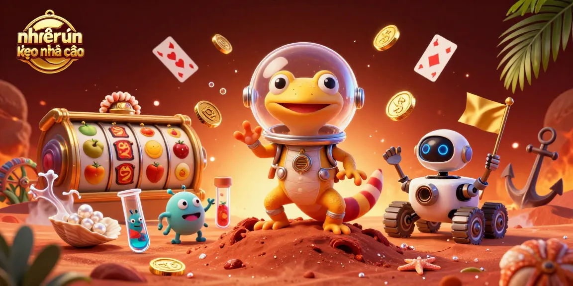 Engaging 3D illustration depicting nhận định kèo nhà cái in a vibrant casino setting with playful Martian characters.