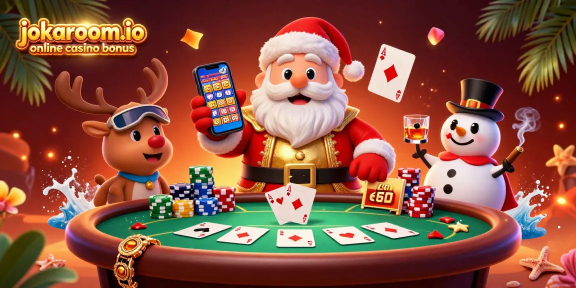 Spin and win with jokaroom.io online casino bonus featuring vibrant casino-themed illustration.