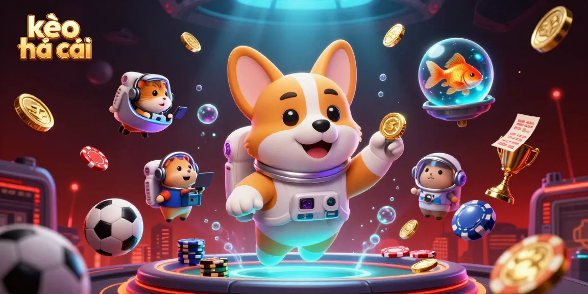 Engage in kèo nhà cái excitement with a playful scene featuring a corgi astronaut in a casino.