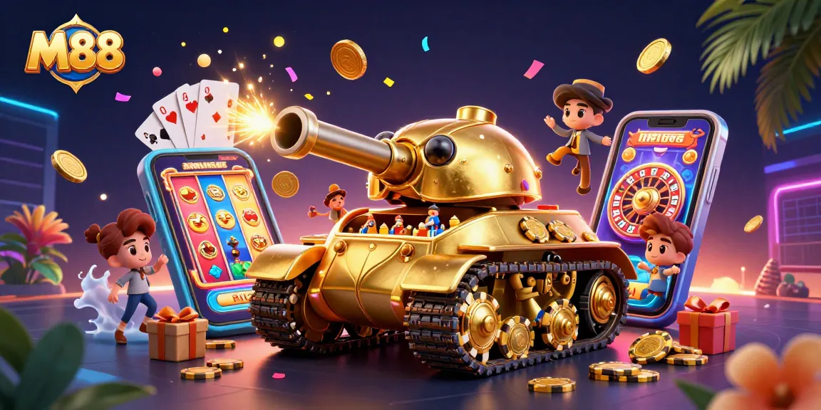 Experience M88's thrilling gaming atmosphere in a vibrant, ultra-detailed 3D casino illustration.