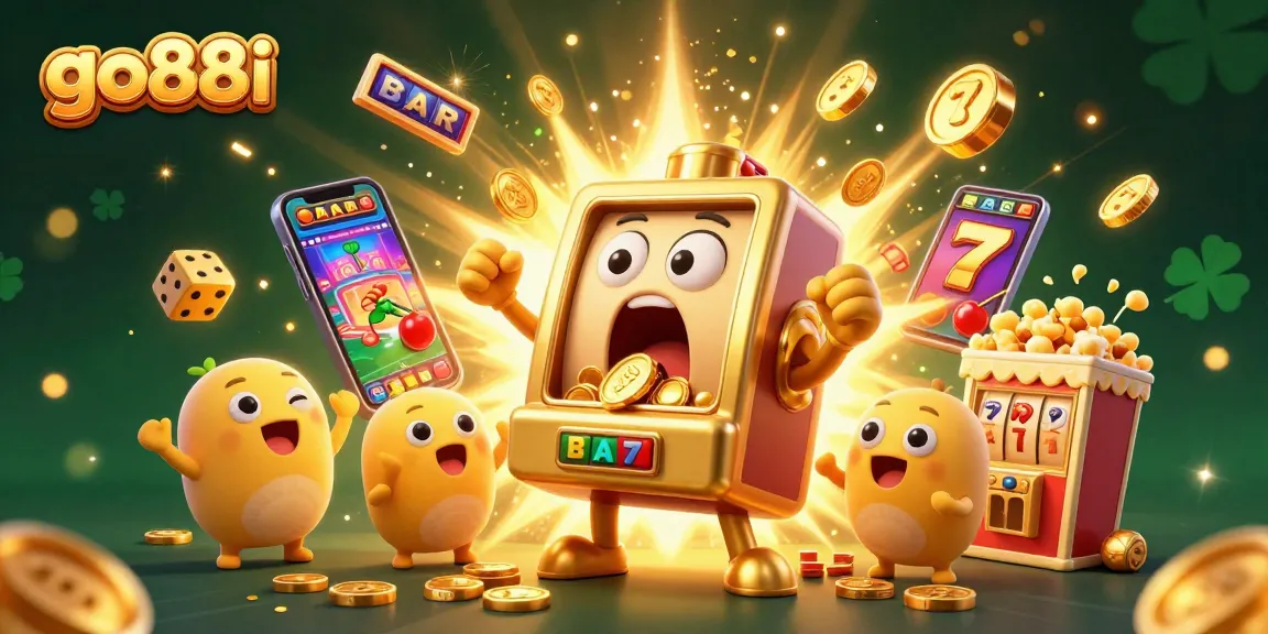 Experience exciting wins with go88i, featuring joyful slot machines and vibrant casino elements.