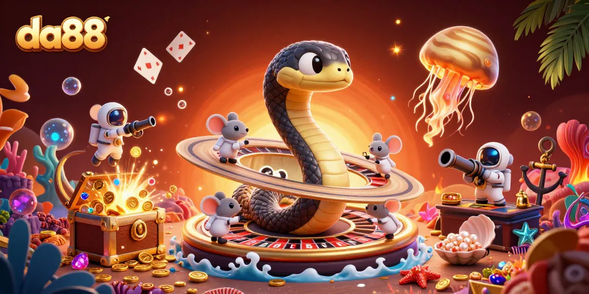 Experience exhilarating gaming adventures with da88 in this vibrant casino-themed illustration.